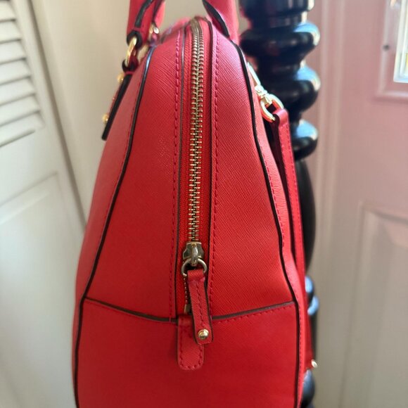 Michael Kors Red/Orange Satchel with Gold Accents - Picture 3 of 6